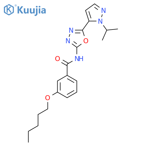 3-(pentyloxy)-N-{5-1-(propan-2-yl)-1H-pyrazol-5-yl-1,3,4-oxadiazol-2-yl}benzamide structure