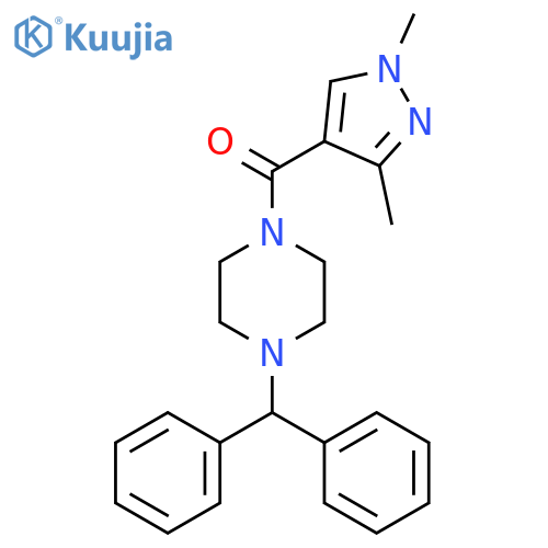 1-(1,3-dimethyl-1H-pyrazole-4-carbonyl)-4-(diphenylmethyl)piperazine structure