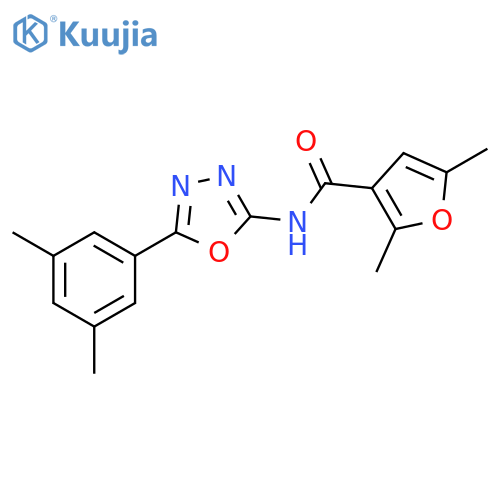 N-5-(3,5-dimethylphenyl)-1,3,4-oxadiazol-2-yl-2,5-dimethylfuran-3-carboxamide structure