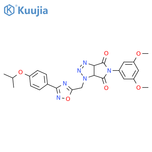 5-(3,5-dimethoxyphenyl)-1-({3-[4-(propan-2-yloxy)phenyl]-1,2,4-oxadiazol-5-yl}methyl)-1H,3aH,4H,5H,6H,6aH-pyrrolo[3,4-d][1,2,3]triazole-4,6-dione structure