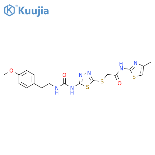 2-{[5-({[2-(4-methoxyphenyl)ethyl]carbamoyl}amino)-1,3,4-thiadiazol-2-yl]sulfanyl}-N-(4-methyl-1,3-thiazol-2-yl)acetamide structure