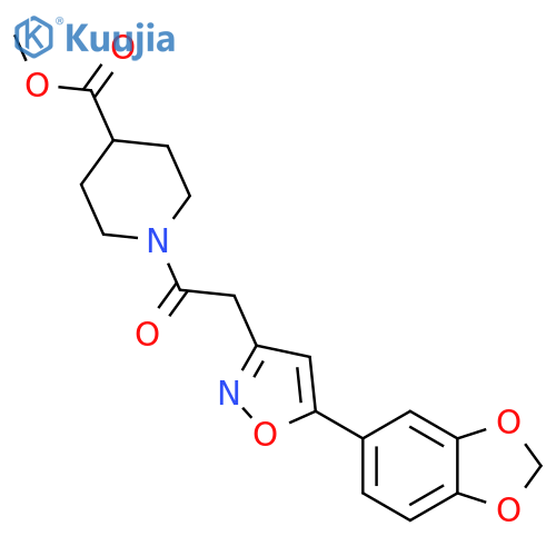 methyl 1-{2-5-(2H-1,3-benzodioxol-5-yl)-1,2-oxazol-3-ylacetyl}piperidine-4-carboxylate structure