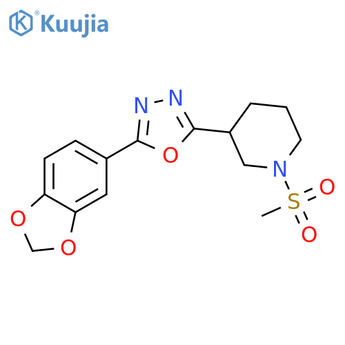3-5-(2H-1,3-benzodioxol-5-yl)-1,3,4-oxadiazol-2-yl-1-methanesulfonylpiperidine structure