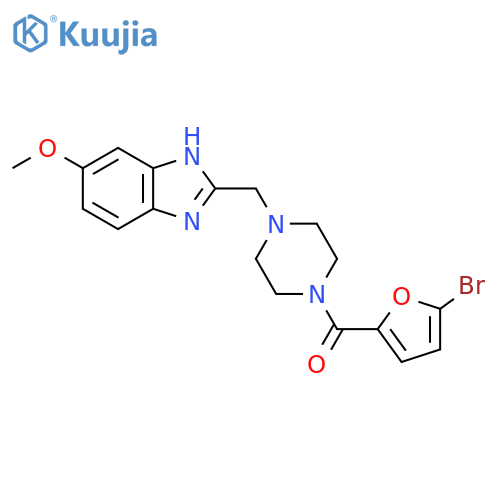 2-{4-(5-bromofuran-2-carbonyl)piperazin-1-ylmethyl}-5-methoxy-1H-1,3-benzodiazole structure