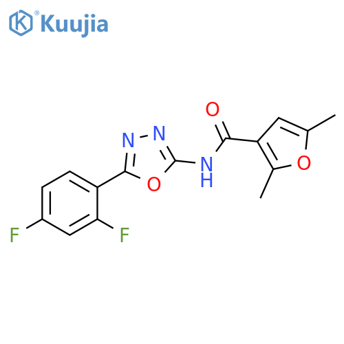 N-5-(2,4-difluorophenyl)-1,3,4-oxadiazol-2-yl-2,5-dimethylfuran-3-carboxamide structure