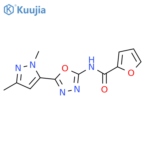 N-5-(1,3-dimethyl-1H-pyrazol-5-yl)-1,3,4-oxadiazol-2-ylfuran-2-carboxamide structure