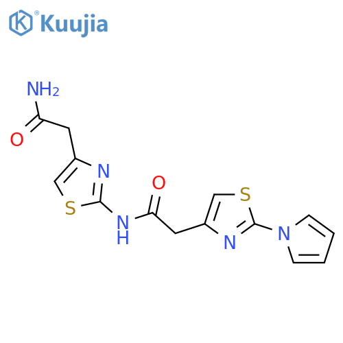 N-4-(carbamoylmethyl)-1,3-thiazol-2-yl-2-2-(1H-pyrrol-1-yl)-1,3-thiazol-4-ylacetamide structure