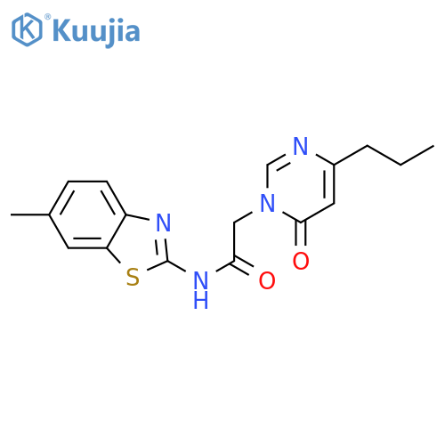 N-(6-methyl-1,3-benzothiazol-2-yl)-2-(6-oxo-4-propyl-1,6-dihydropyrimidin-1-yl)acetamide structure