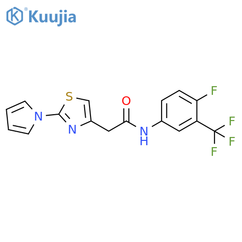 N-[4-fluoro-3-(trifluoromethyl)phenyl]-2-[2-(1H-pyrrol-1-yl)-1,3-thiazol-4-yl]acetamide structure
