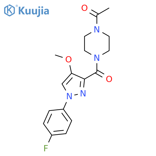 1-{4-1-(4-fluorophenyl)-4-methoxy-1H-pyrazole-3-carbonylpiperazin-1-yl}ethan-1-one structure