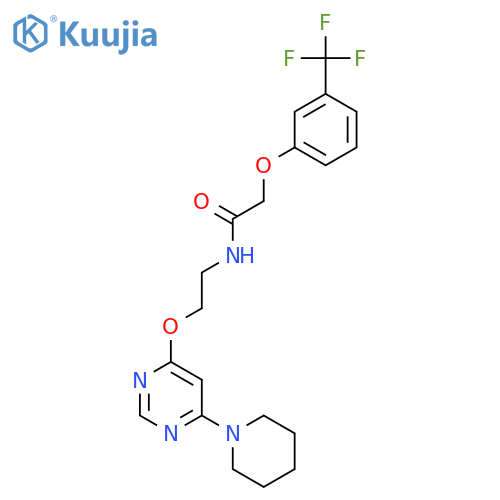 N-(2-{6-(piperidin-1-yl)pyrimidin-4-yloxy}ethyl)-2-3-(trifluoromethyl)phenoxyacetamide structure