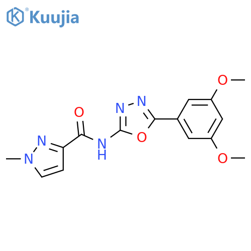 N-5-(3,5-dimethoxyphenyl)-1,3,4-oxadiazol-2-yl-1-methyl-1H-pyrazole-3-carboxamide structure