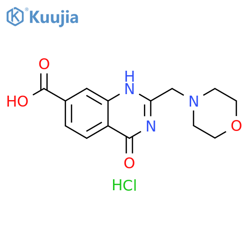 2-[(morpholin-4-yl)methyl]-4-oxo-3,4-dihydroquinazoline-7-carboxylic acid hydrochloride structure