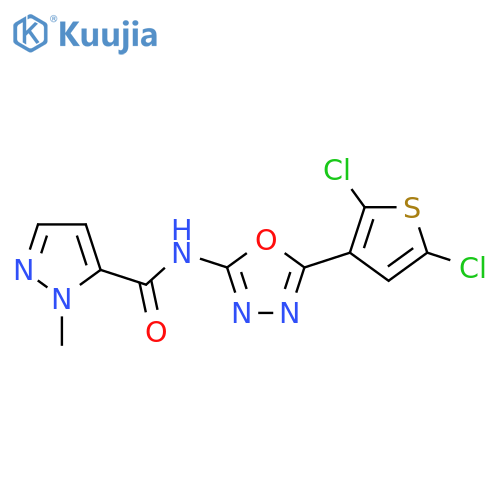 N-5-(2,5-dichlorothiophen-3-yl)-1,3,4-oxadiazol-2-yl-1-methyl-1H-pyrazole-5-carboxamide structure