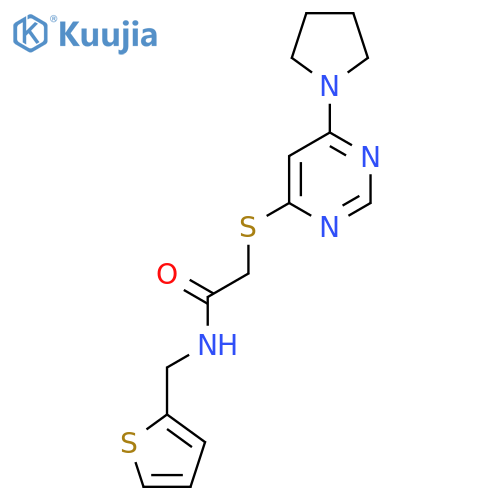 2-{6-(pyrrolidin-1-yl)pyrimidin-4-ylsulfanyl}-N-(thiophen-2-yl)methylacetamide structure