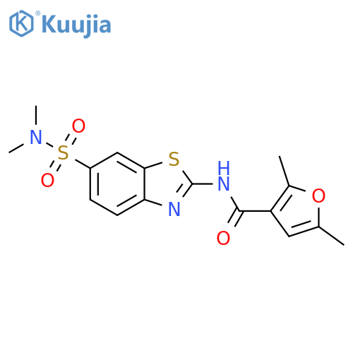 N-6-(dimethylsulfamoyl)-1,3-benzothiazol-2-yl-2,5-dimethylfuran-3-carboxamide structure