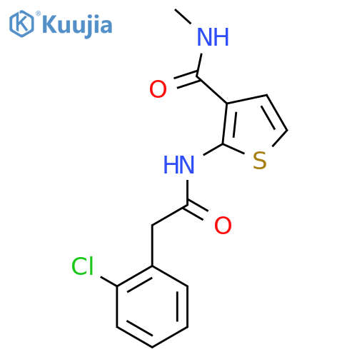 2-2-(2-chlorophenyl)acetamido-N-methylthiophene-3-carboxamide structure
