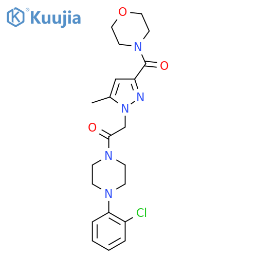 1-4-(2-chlorophenyl)piperazin-1-yl-2-5-methyl-3-(morpholine-4-carbonyl)-1H-pyrazol-1-ylethan-1-one structure
