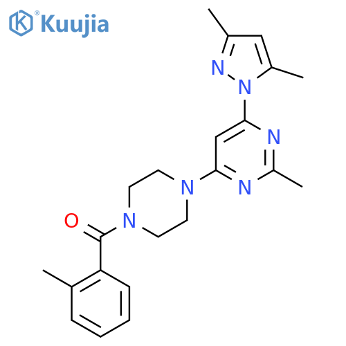 4-(3,5-dimethyl-1H-pyrazol-1-yl)-2-methyl-6-4-(2-methylbenzoyl)piperazin-1-ylpyrimidine structure
