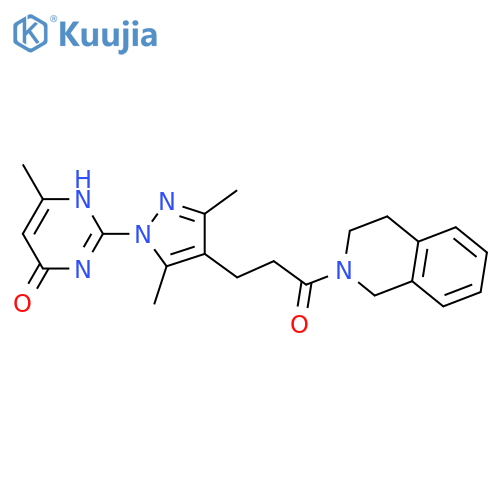 2-{3,5-dimethyl-4-3-oxo-3-(1,2,3,4-tetrahydroisoquinolin-2-yl)propyl-1H-pyrazol-1-yl}-6-methyl-3,4-dihydropyrimidin-4-one structure
