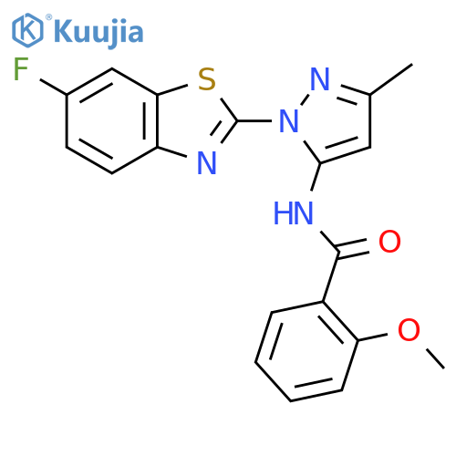 N-1-(6-fluoro-1,3-benzothiazol-2-yl)-3-methyl-1H-pyrazol-5-yl-2-methoxybenzamide structure