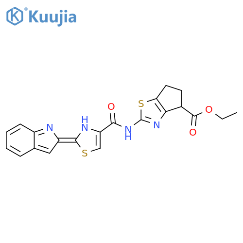 ethyl 2-2-(1H-indol-2-yl)-1,3-thiazole-4-amido-4H,5H,6H-cyclopentad1,3thiazole-4-carboxylate structure