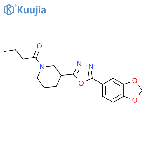 1-{3-5-(2H-1,3-benzodioxol-5-yl)-1,3,4-oxadiazol-2-ylpiperidin-1-yl}butan-1-one structure