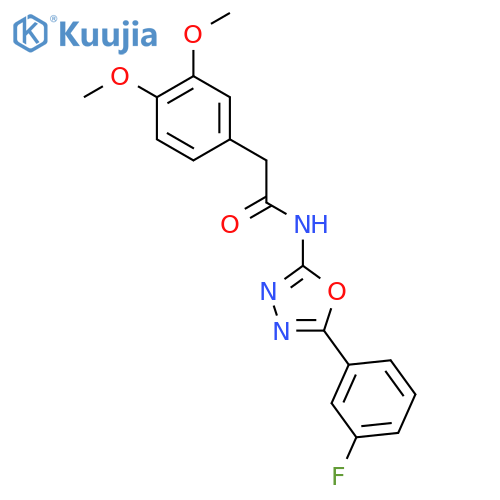 2-(3,4-dimethoxyphenyl)-N-[5-(3-fluorophenyl)-1,3,4-oxadiazol-2-yl]acetamide structure