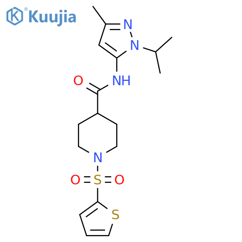 N-3-methyl-1-(propan-2-yl)-1H-pyrazol-5-yl-1-(thiophene-2-sulfonyl)piperidine-4-carboxamide structure