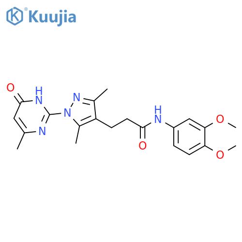 N-(3,4-dimethoxyphenyl)-3-3,5-dimethyl-1-(4-methyl-6-oxo-1,6-dihydropyrimidin-2-yl)-1H-pyrazol-4-ylpropanamide structure