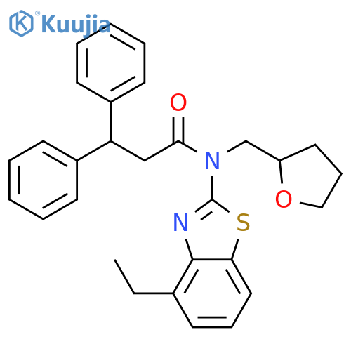N-(4-ethyl-1,3-benzothiazol-2-yl)-N-[(oxolan-2-yl)methyl]-3,3-diphenylpropanamide structure
