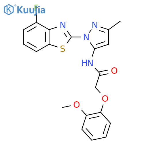 N-1-(4-fluoro-1,3-benzothiazol-2-yl)-3-methyl-1H-pyrazol-5-yl-2-(2-methoxyphenoxy)acetamide structure