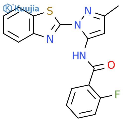 N-1-(1,3-benzothiazol-2-yl)-3-methyl-1H-pyrazol-5-yl-2-fluorobenzamide structure