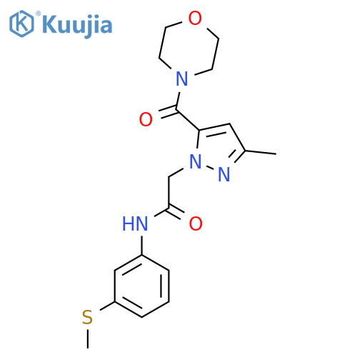 2-3-methyl-5-(morpholine-4-carbonyl)-1H-pyrazol-1-yl-N-3-(methylsulfanyl)phenylacetamide structure