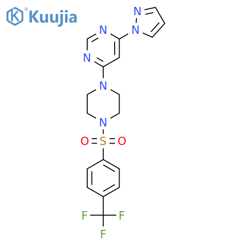 4-(1H-pyrazol-1-yl)-6-{4-4-(trifluoromethyl)benzenesulfonylpiperazin-1-yl}pyrimidine structure