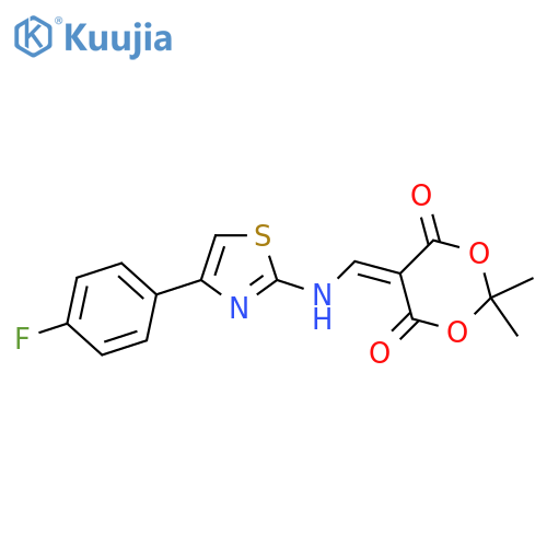 5-({[4-(4-fluorophenyl)-1,3-thiazol-2-yl]amino}methylidene)-2,2-dimethyl-1,3-dioxane-4,6-dione structure