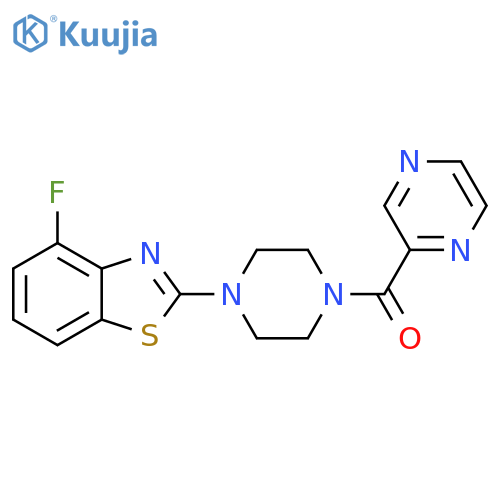 4-fluoro-2-[4-(pyrazine-2-carbonyl)piperazin-1-yl]-1,3-benzothiazole structure
