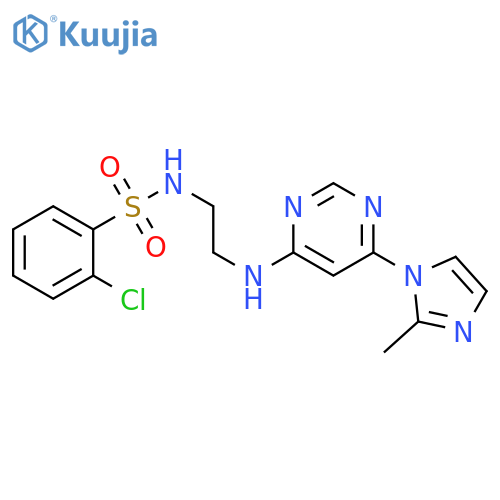 2-chloro-N-(2-{6-(2-methyl-1H-imidazol-1-yl)pyrimidin-4-ylamino}ethyl)benzene-1-sulfonamide structure