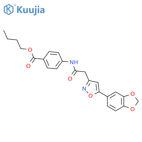 butyl 4-{2-5-(2H-1,3-benzodioxol-5-yl)-1,2-oxazol-3-ylacetamido}benzoate structure