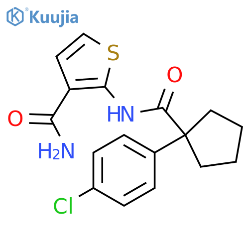 2-1-(4-chlorophenyl)cyclopentaneamidothiophene-3-carboxamide structure