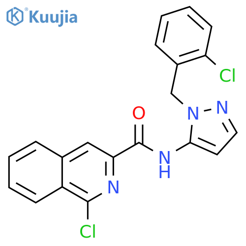1-chloro-N-{1-[(2-chlorophenyl)methyl]-1H-pyrazol-5-yl}isoquinoline-3-carboxamide structure