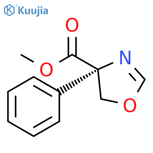 4-Oxazolecarboxylic acid, 4,5-dihydro-4-phenyl-, methyl ester, (S)- structure