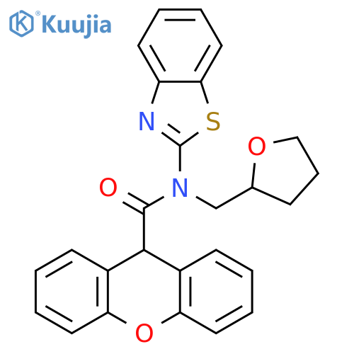 N-(1,3-benzothiazol-2-yl)-N-[(oxolan-2-yl)methyl]-9H-xanthene-9-carboxamide structure