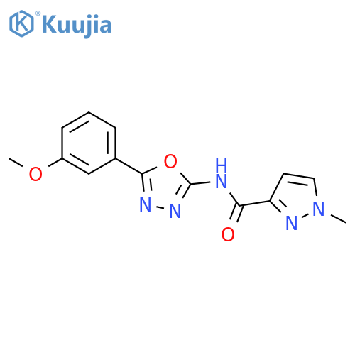 N-5-(3-methoxyphenyl)-1,3,4-oxadiazol-2-yl-1-methyl-1H-pyrazole-3-carboxamide structure