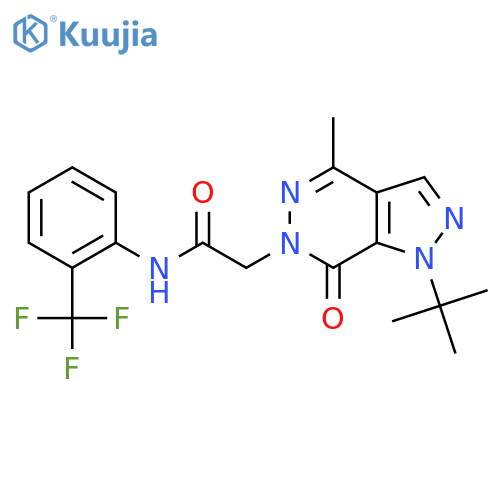 2-{1-tert-butyl-4-methyl-7-oxo-1H,6H,7H-pyrazolo3,4-dpyridazin-6-yl}-N-2-(trifluoromethyl)phenylacetamide structure