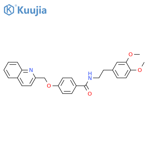 N-2-(3,4-dimethoxyphenyl)ethyl-4-(quinolin-2-yl)methoxybenzamide structure
