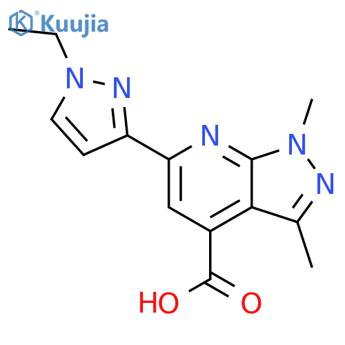 6-(1-ethyl-1H-pyrazol-3-yl)-1,3-dimethyl-1H-pyrazolo3,4-bpyridine-4-carboxylic acid structure