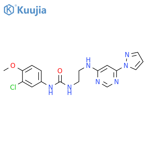 1-(3-chloro-4-methoxyphenyl)-3-(2-{6-(1H-pyrazol-1-yl)pyrimidin-4-ylamino}ethyl)urea structure