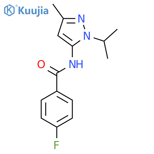 4-fluoro-N-3-methyl-1-(propan-2-yl)-1H-pyrazol-5-ylbenzamide structure