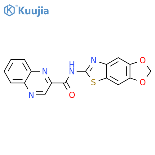 N-{4,6-dioxa-10-thia-12-azatricyclo7.3.0.0^{3,7}dodeca-1(9),2,7,11-tetraen-11-yl}quinoxaline-2-carboxamide structure